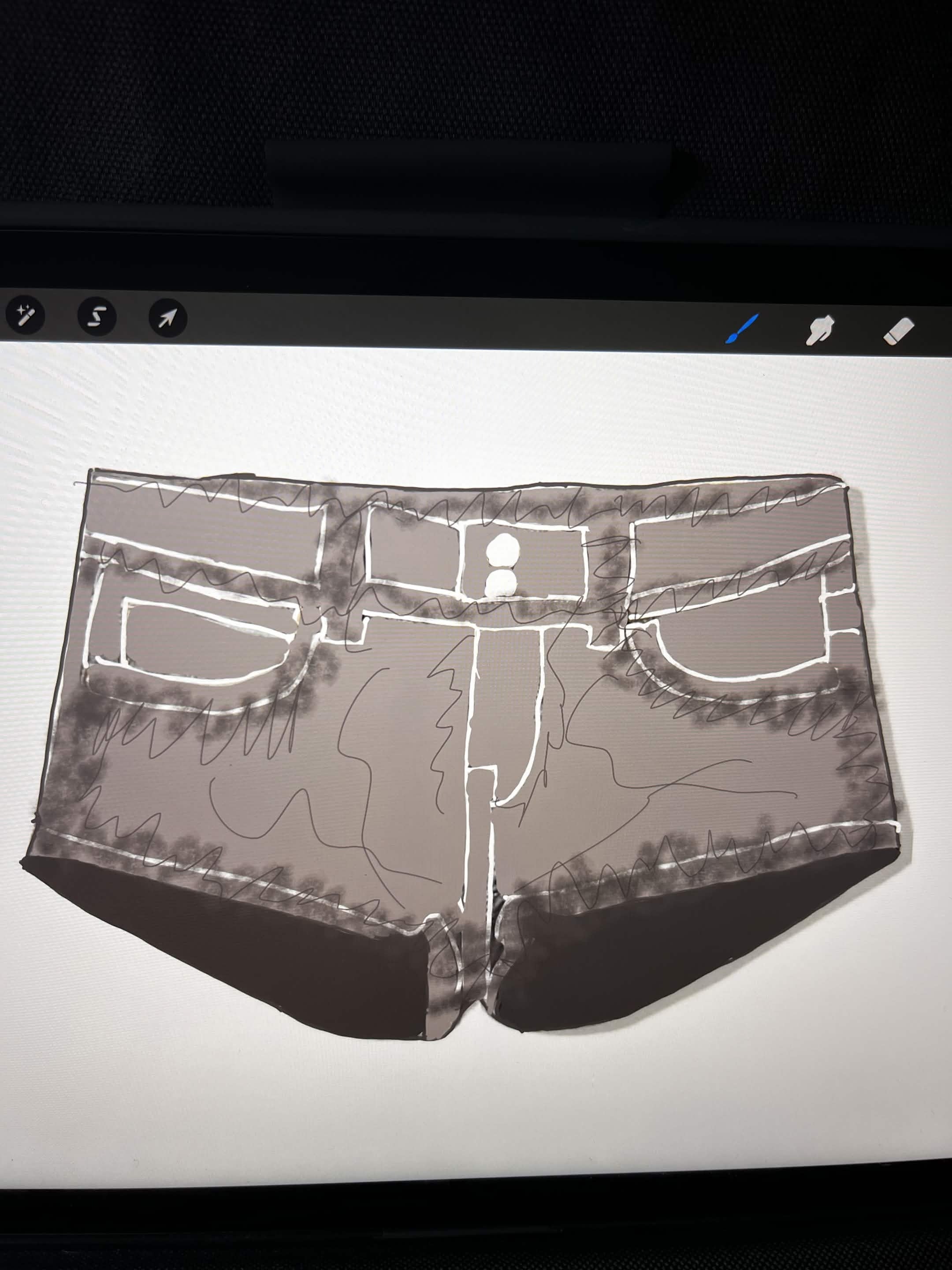 Worn Grey Denim Shorts